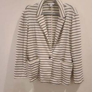 Ladies old navy black and white striped knit blazer size XL